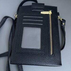 Solid Cellphone Crossbody With Clear Window and Credit Card Slots